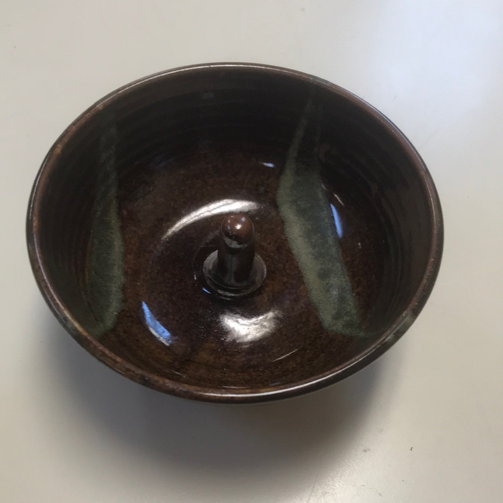 Stamped Studio Pottery Ring Holder/Apple Baker